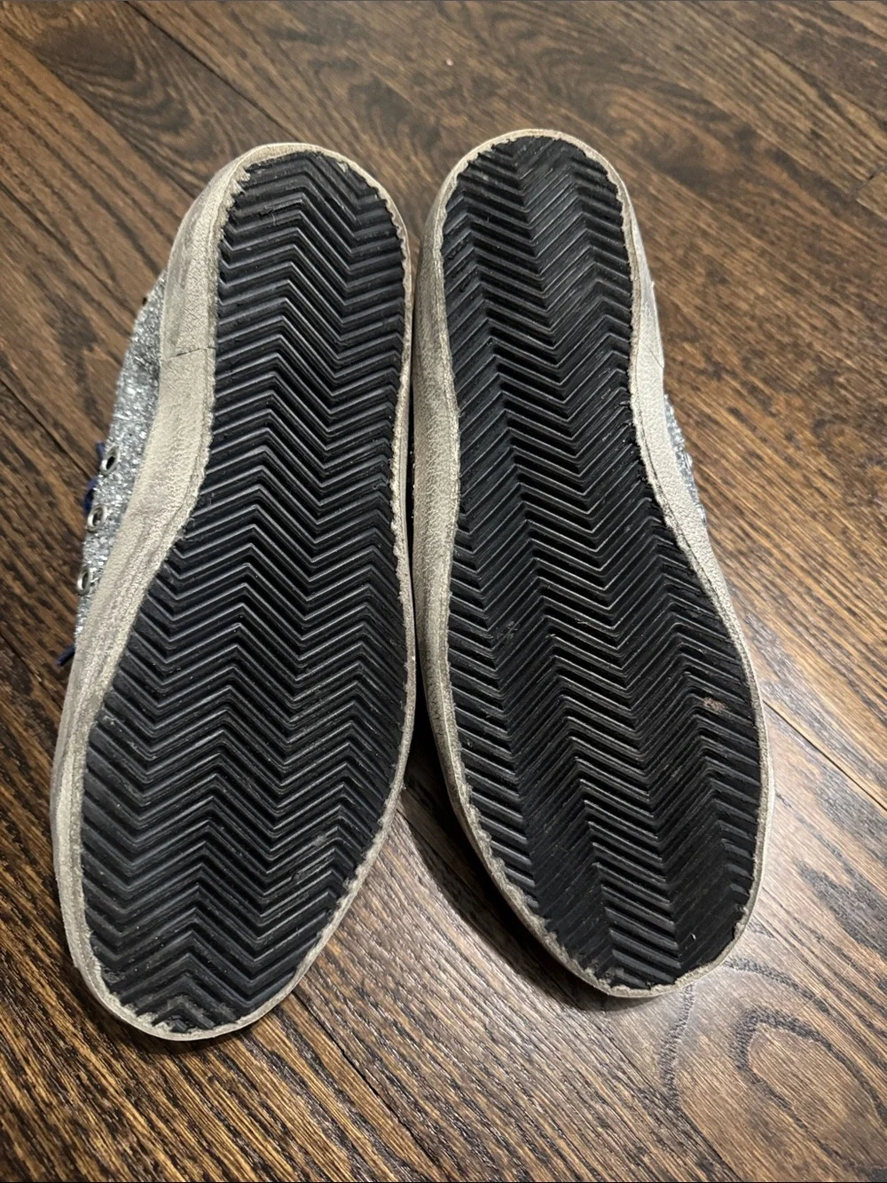 Golden Goose Silver Glitter Sneakers with Blue Star 38 - Picture 5 of 5